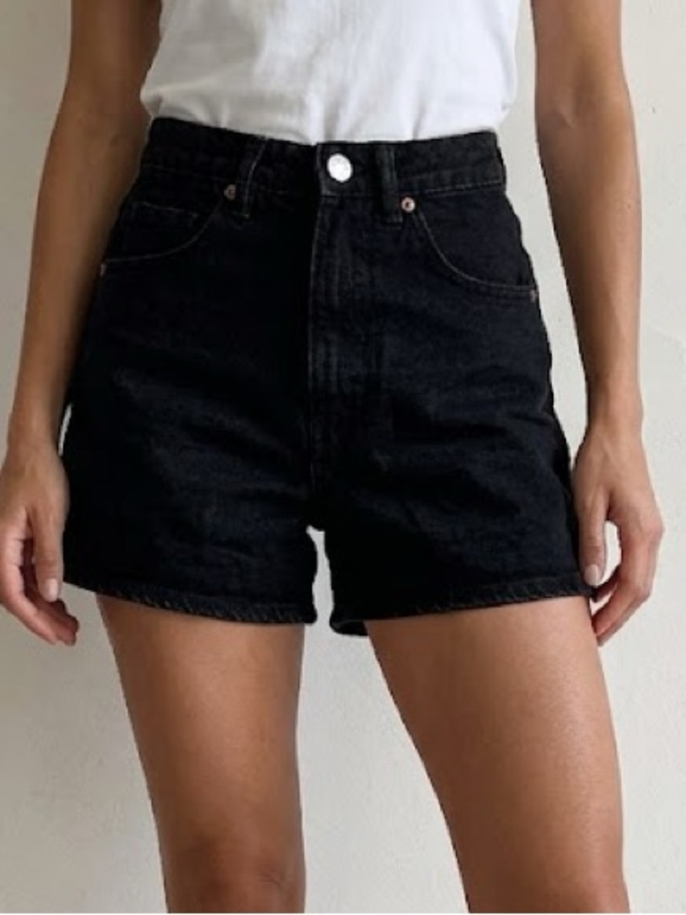Zara Black High Rise Denim Shorts 0